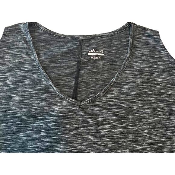 BCG PLUS COLD SHOULDER CAP SLEEVE SCOOP NECK BLOUSE, WOMENS, 3X, HEATHER GREY - Picture 2 of 12